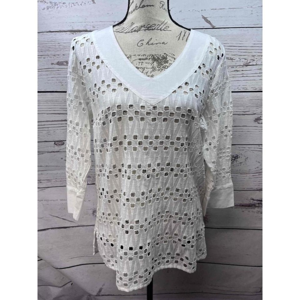 Coldwater Creek White Eyelet Tunic Small